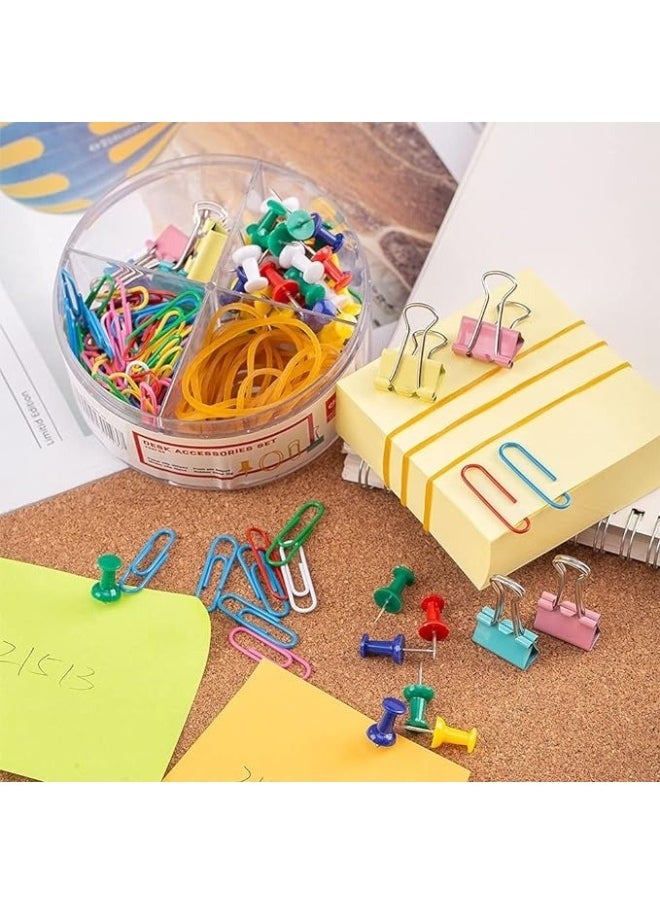 M&G A box of 200 pieces, divided into 4 boxes, consisting of 50 pieces of push pins / 10 pieces of 19 mm paper clip / 100 pieces of paper clip / 40 pieces of multi-colored rubber bands.  - Image 2