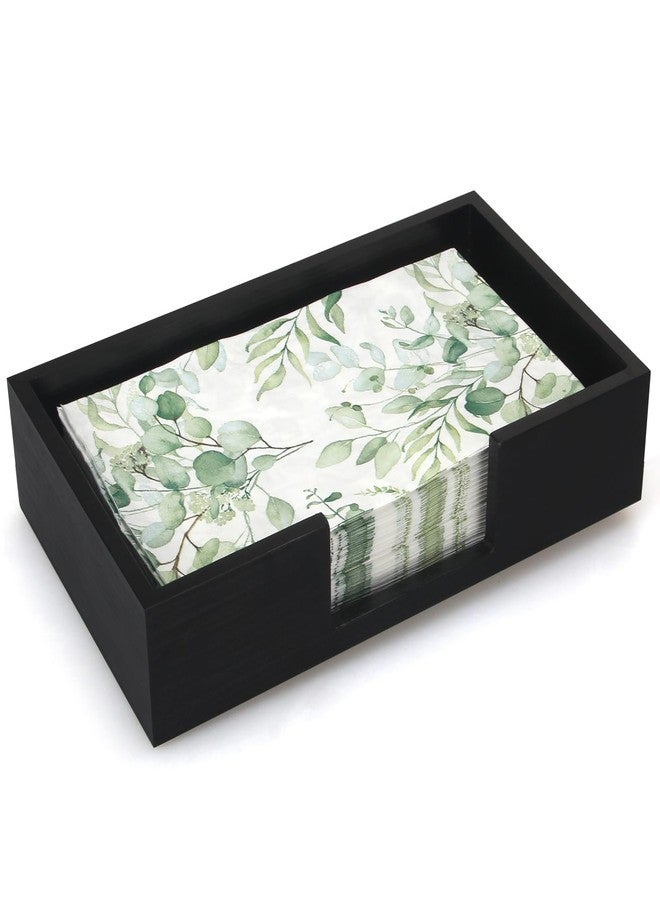Renawe Black Wooden Napkin Holder Guest Towels Holder Flat Bathroom Napkins Holder Disposable Hand Towel Tray Cocktail Napkin Holder for Table Kitchen Counter Modern Paper Towel Holder Basket Accessories - Image 1