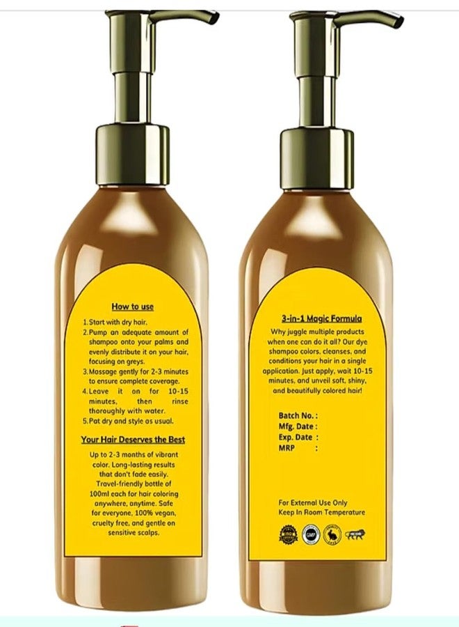 Japanese Hair Dye Shampoo, Dark Brown Color, Natural Plant-Based Formula, Ammonia-Free, Paraben-Free, Long-Lasting Hair Color for Women and Men, All Hair Types, 100ml, Pack of 2 - Image 2