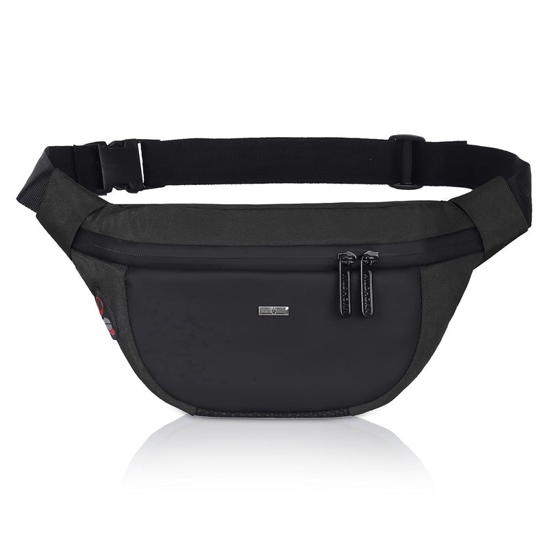 Wildhorn 2.4L Waist Bag for Men Women I Headphone Hole I Ultra Strong Stitching, Sturdy Zippers, Waterproof, Fanny Pack for Hiking Travel Camping Running Sports with Adjustable Strap (Black) - Image 2