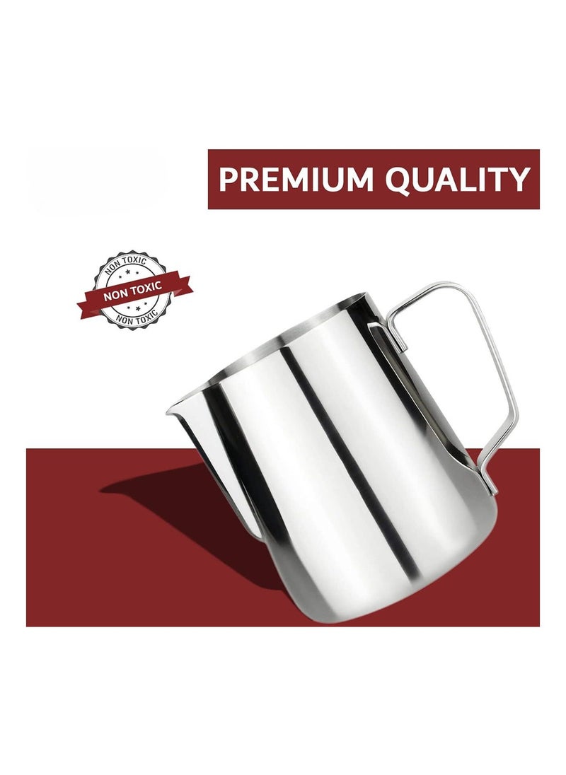 Generic Stainless Steel Milk Frothing Pitcher, 350ml - Stylish Coffee Cup measuring scale and cut edge, perfect for frothing and steaming Use - Milk Frothing pitcher/Espresso Steaming Pitcher  - Image 2