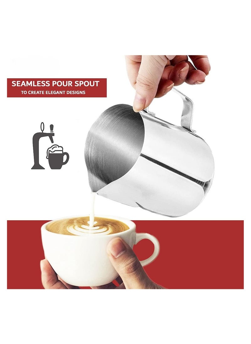 Generic Stainless Steel Milk Frothing Pitcher, 350ml - Stylish Coffee Cup measuring scale and cut edge, perfect for frothing and steaming Use - Milk Frothing pitcher/Espresso Steaming Pitcher  - Image 4