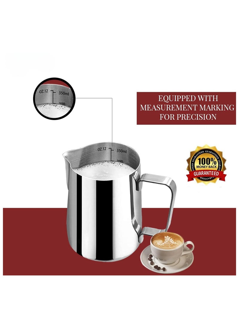 Generic Stainless Steel Milk Frothing Pitcher, 350ml - Stylish Coffee Cup measuring scale and cut edge, perfect for frothing and steaming Use - Milk Frothing pitcher/Espresso Steaming Pitcher  - Image 5