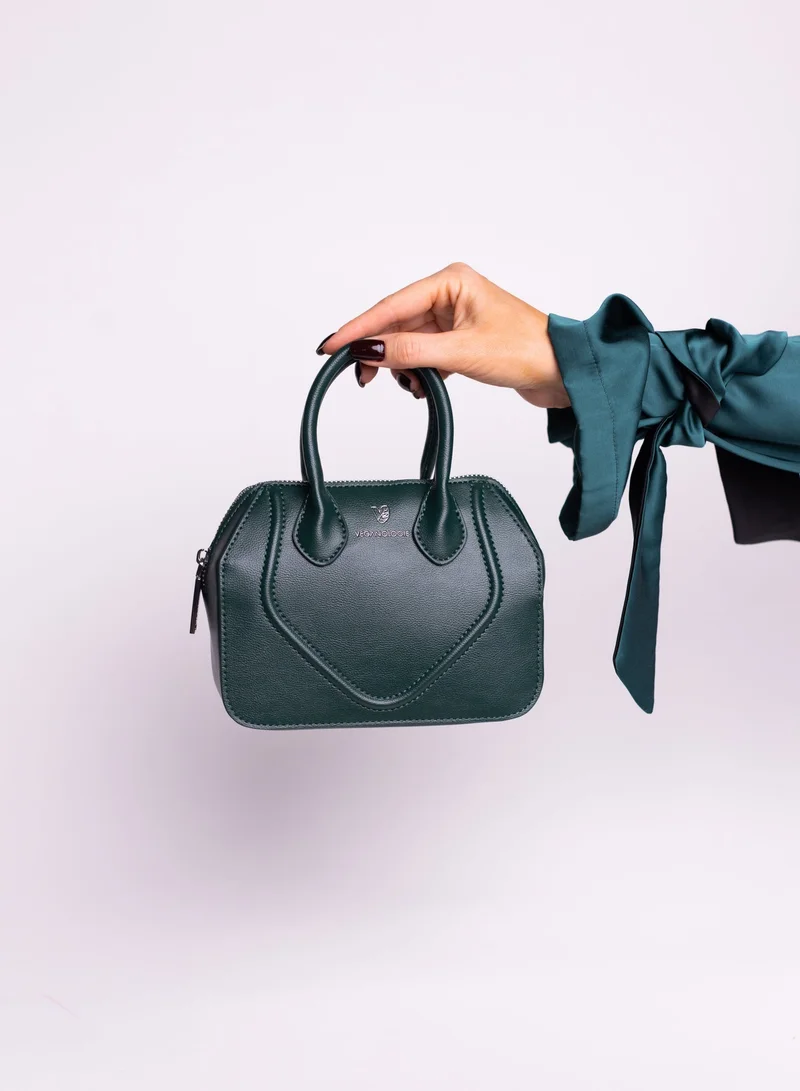 Veganologie Mini Gemma Handbag in Green Made From 1.3 Bamboo Stems