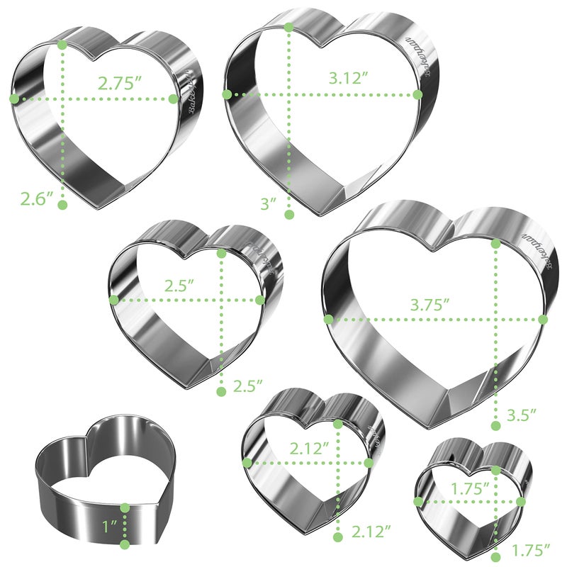 Bakerpan Stainless Steel Heart Cookie Cutter Shapes - Set of 6 Sizes - Image 5