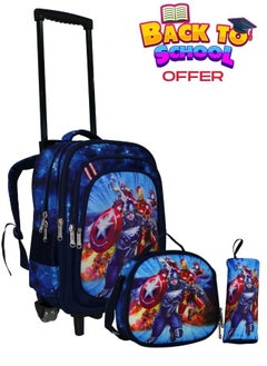 Bravo Kids School Trolley Backpack set of 3 With Pencil case and lunch bag for boys and girls  - Image 1