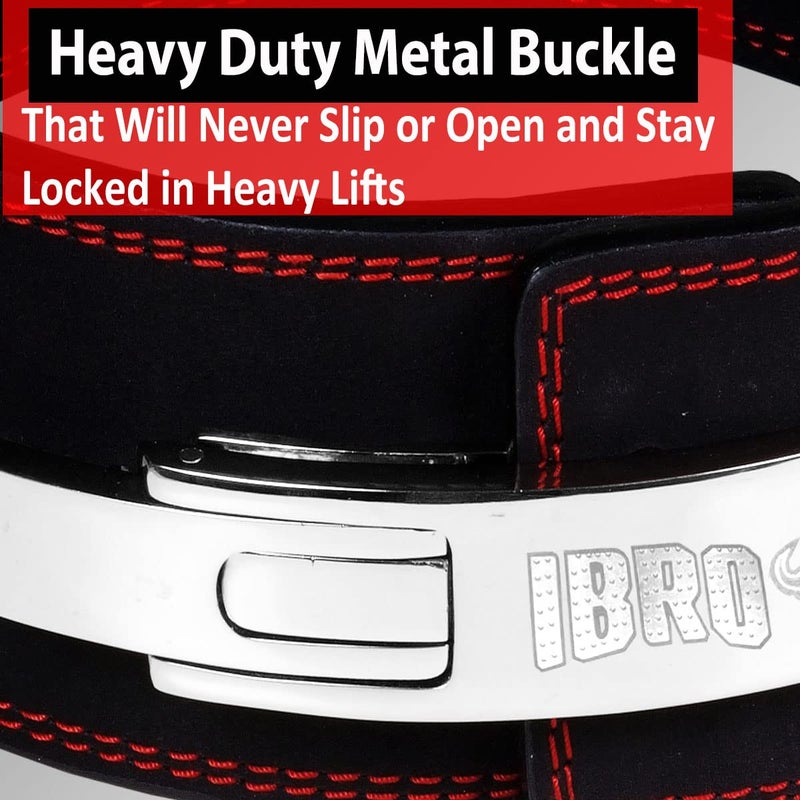 IBRO Powerlifting Lever Gym Belt – Power 10MM Extreme Heavy Duty Genuine Leather Belts - Squats Deadlifts Bodybuilding Weight Lifting IPF Power Lifting Strongman for Men Black S - Image 4