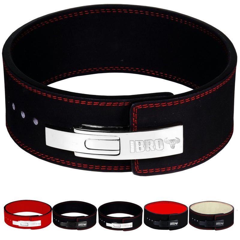 IBRO Powerlifting Lever Gym Belt – Power 10MM Extreme Heavy Duty Genuine Leather Belts - Squats Deadlifts Bodybuilding Weight Lifting IPF Power Lifting Strongman for Men Black S - Image 1