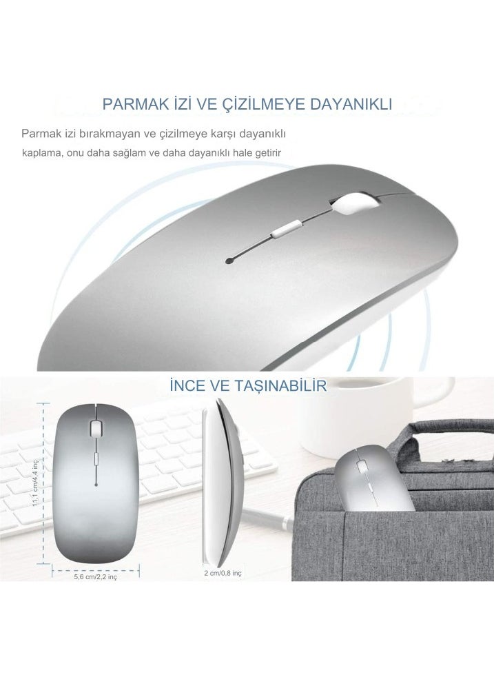 Qasul - Portable Silent Lighted Wireless Rechargeable Bluetooth Tablet Computer TV Compatible Mouse - Image 1