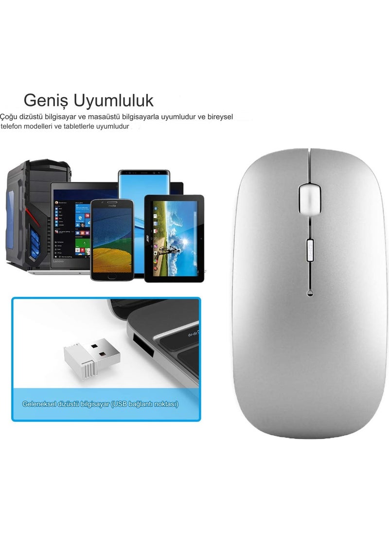 Qasul - Portable Silent Lighted Wireless Rechargeable Bluetooth Tablet Computer TV Compatible Mouse - Image 1
