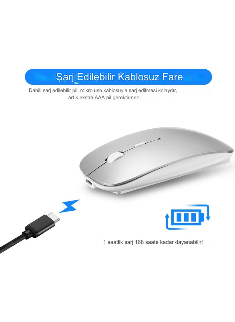 Qasul - Portable Silent Lighted Wireless Rechargeable Bluetooth Tablet Computer TV Compatible Mouse - Image 1