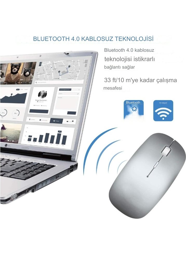 Qasul - Portable Silent Lighted Wireless Rechargeable Bluetooth Tablet Computer TV Compatible Mouse - Image 1