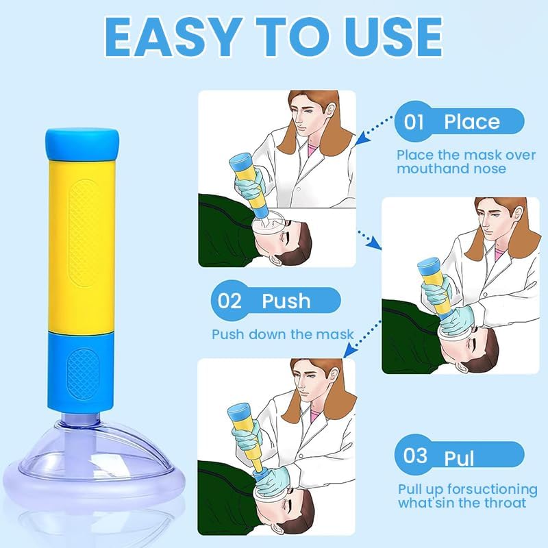 VELLOREX Anti Choking Device, Choking Rescue Device for Kids and Adults, Portable Airway Suction Device, Airway Suction Device for Home & Travel First Aid Kit (Family Pack (2 Adults + 1 Kid)) - Image 2