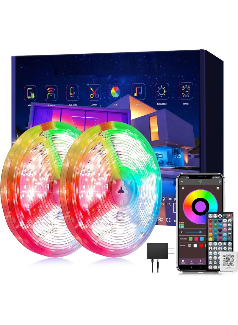 Arabest Led Lights for Bedroom 82ft (2 Rolls of 49ft,32ft) Color Changing RGB Led Strip Lights with 60 Keys Remote and App Control, Music Sync Led Lights for Room Kitchen Party Home Decor - Image 1