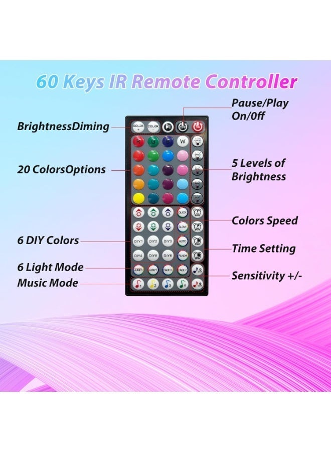 Arabest Led Lights for Bedroom 82ft (2 Rolls of 49ft,32ft) Color Changing RGB Led Strip Lights with 60 Keys Remote and App Control, Music Sync Led Lights for Room Kitchen Party Home Decor - Image 4