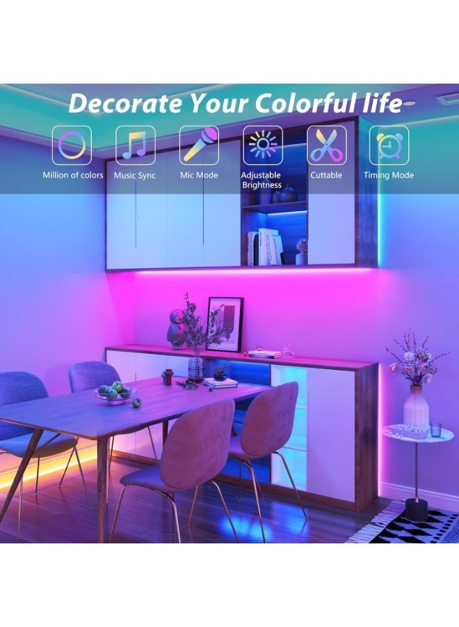 Arabest Led Lights for Bedroom 82ft (2 Rolls of 49ft,32ft) Color Changing RGB Led Strip Lights with 60 Keys Remote and App Control, Music Sync Led Lights for Room Kitchen Party Home Decor - Image 2