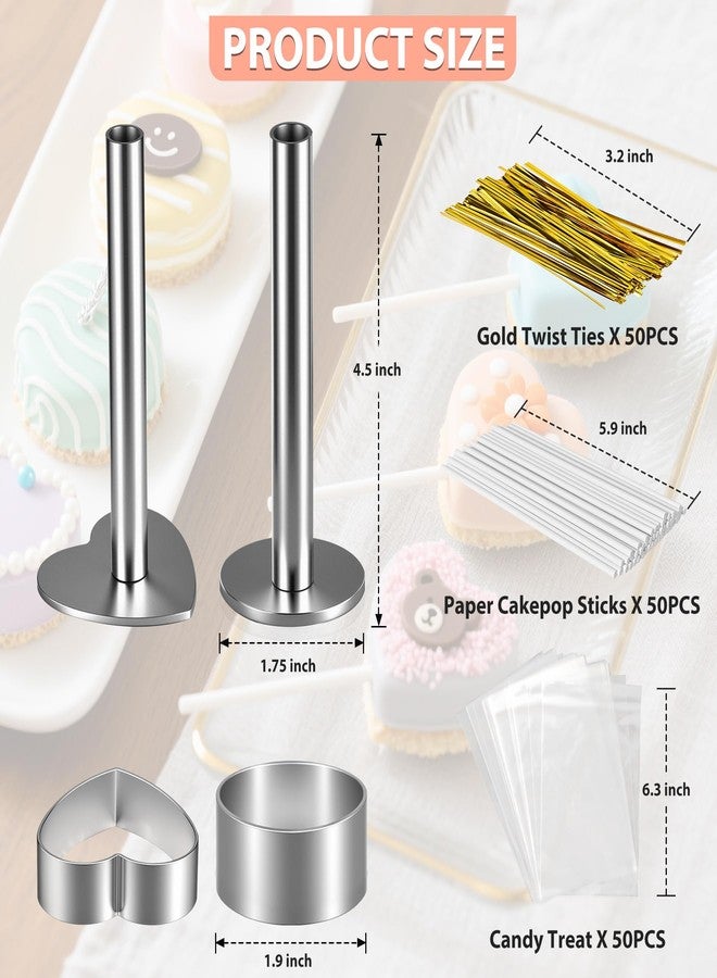 Beesini Cake Pop Mold Kit, 2 Pack Cake Pop Cutter and Pusher with 50pcs Cake Pop Sticks, 50pcs Cake Pop Bags, 50pcs Twist Ties, Cake Pop Maker for Cakepops, Lollipop, Candies, Chocolates and Cookies - Image 2
