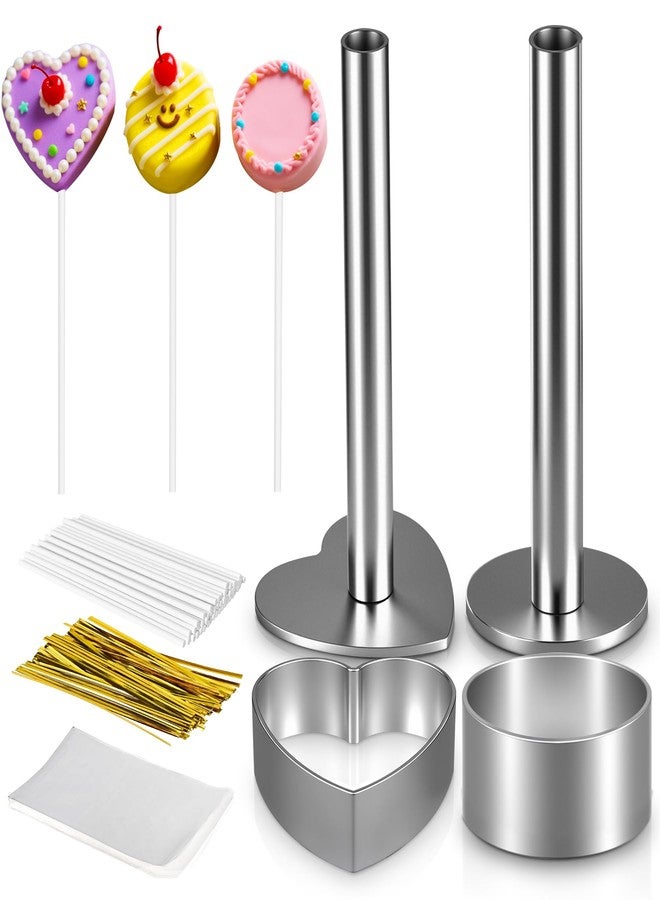 Beesini Cake Pop Mold Kit, 2 Pack Cake Pop Cutter and Pusher with 50pcs Cake Pop Sticks, 50pcs Cake Pop Bags, 50pcs Twist Ties, Cake Pop Maker for Cakepops, Lollipop, Candies, Chocolates and Cookies - Image 1