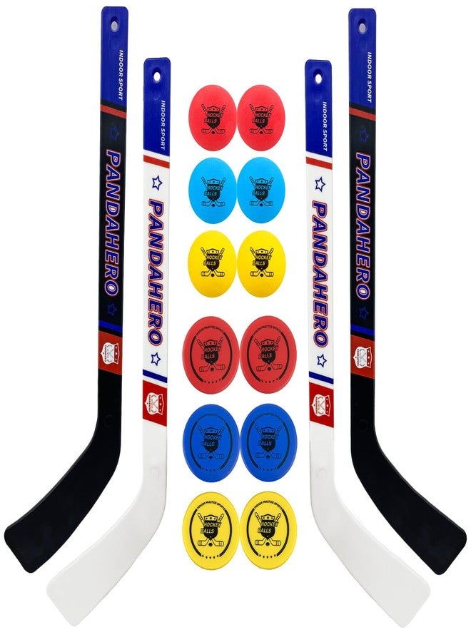 Pandahero Mini Knee Hockey Sticks Set for Kids - Easter Toys Gifts & Easter Basket Stuffers for Toddler Boys & Girls - Indoor Mini Hockey Kit with 4 Sticks, 6 Foam Balls & 6 Pucks - Image 1