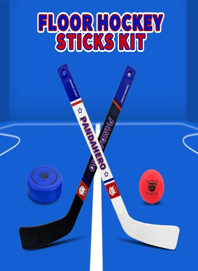 Pandahero Mini Knee Hockey Sticks Set for Kids - Easter Toys Gifts & Easter Basket Stuffers for Toddler Boys & Girls - Indoor Mini Hockey Kit with 4 Sticks, 6 Foam Balls & 6 Pucks - Image 2
