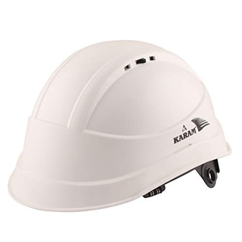 KARAM PN545 Safety Helmet for Men Industrial & Construction Helmet | Slider Type Adjustment with Adjustable Chin Strap | Ventilation & Side Slot for Attachment | EN Certified Hard Hat | Super White - Image 1