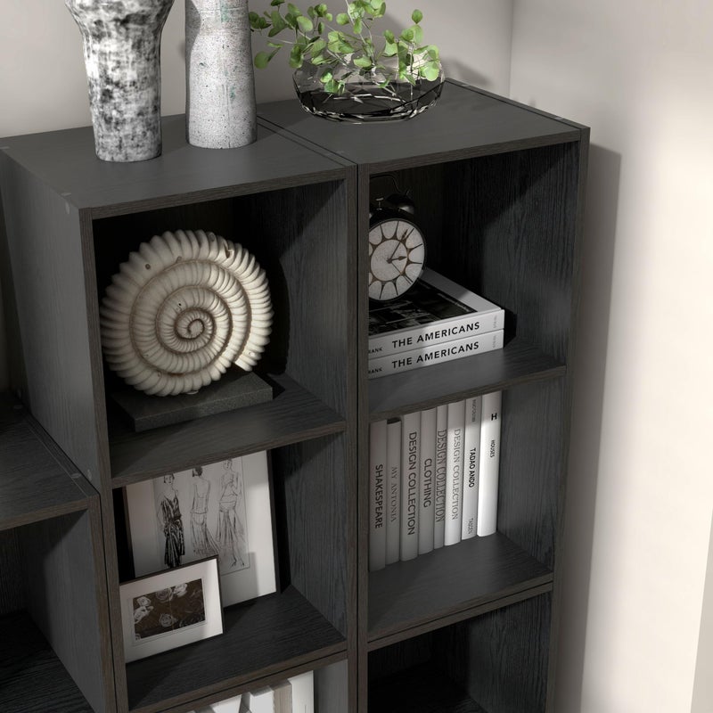 Homes: Inside + Out Apexa 2-Cube Storage Organizer Shelves, Stackable Wood Bookcase Fits Cubby Bins for Organization, Dorm Teen Room Decor & Home Office, Black - Image 3