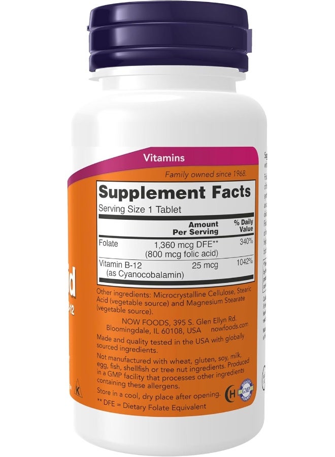 Now Foods Folic Acid 800 Mcg 250 Tablets - Image 2