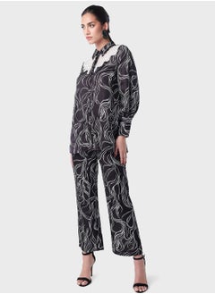 Threadz by Ajooni Lace Insert Printed Shirt And Pant Set  - Image 4