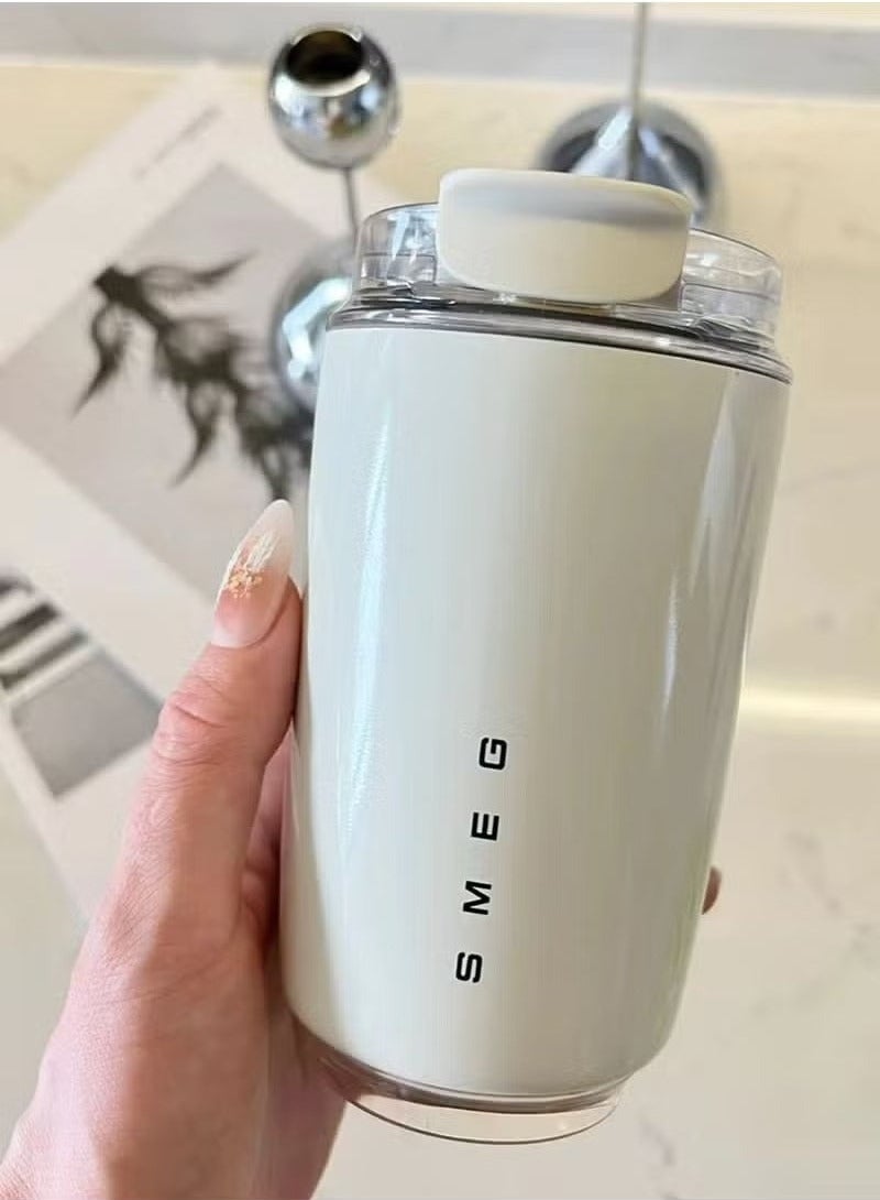 سميج كوب قهوة للسفر، كوب مشروبات معزول بغطاء مانع للتسرب، كوب قهوة يدوم طويلاً بغطاء وقشة، ترمس قهوة للسفر - Image 1