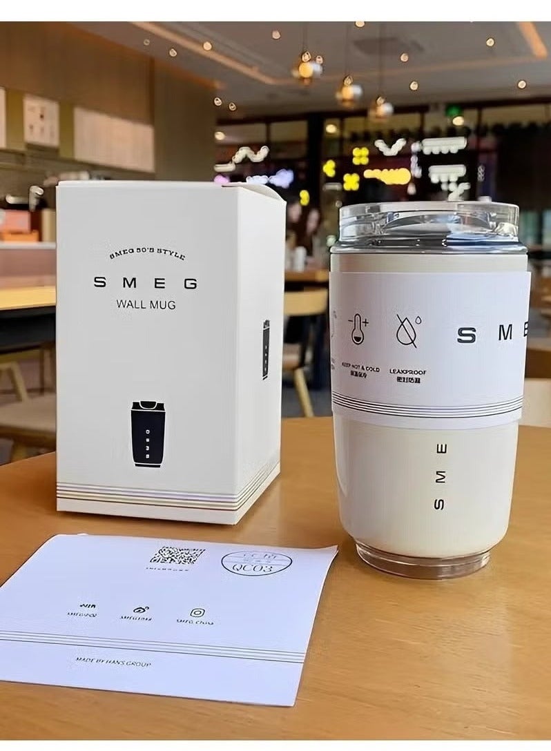 سميج كوب قهوة للسفر، كوب مشروبات معزول بغطاء مانع للتسرب، كوب قهوة يدوم طويلاً بغطاء وقشة، ترمس قهوة للسفر - Image 4