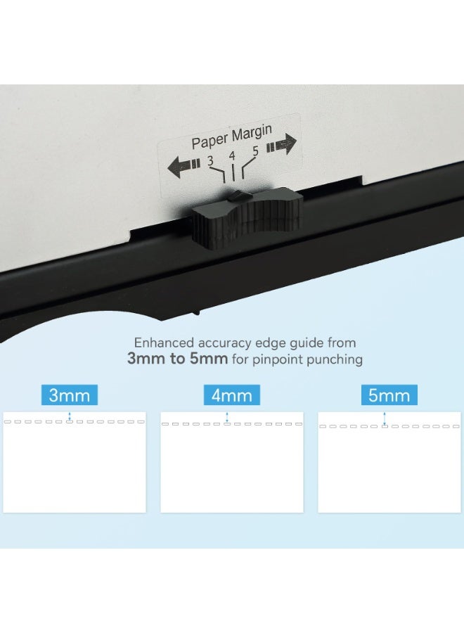 تقنية الربط الصاعد آلة تجليد مشط وشريط 2 في 1 - مجلد يدوي بثقب 21/10 مع هامش قابل للتعديل، سعة 450 صفحة - Image 5