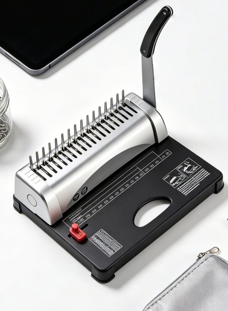 Shangxing 21-hole punch binding machine, rubber ring binding machine, 450-sheet capacity, suitable for A4/A5/Letter paper, office binding machine, document punching machine. - Image 1