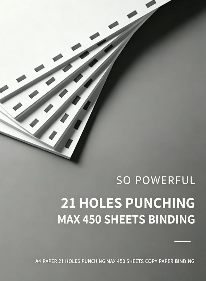 Shangxing 21-hole punch binding machine, rubber ring binding machine, 450-sheet capacity, suitable for A4/A5/Letter paper, office binding machine, document punching machine. - Image 4