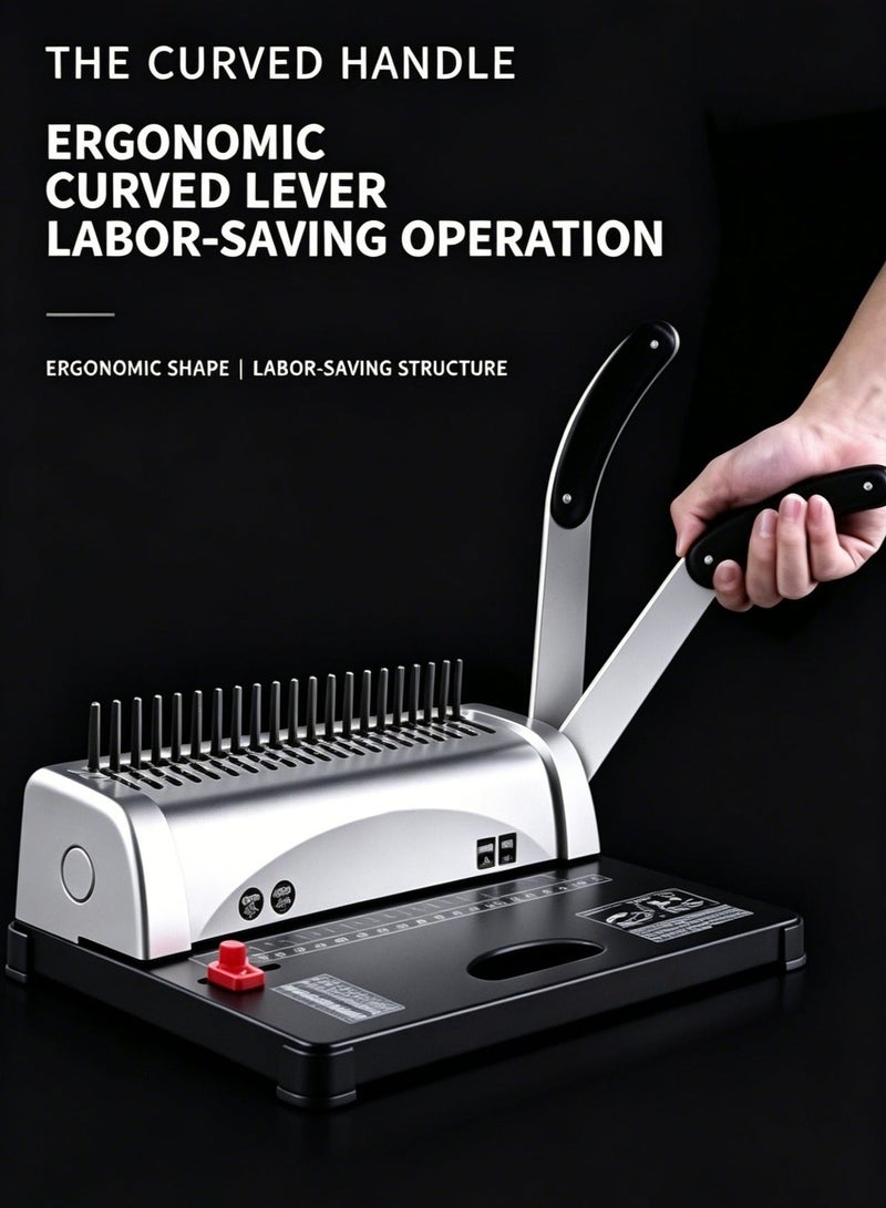 Shangxing 21-hole punch binding machine, rubber ring binding machine, 450-sheet capacity, suitable for A4/A5/Letter paper, office binding machine, document punching machine. - Image 3