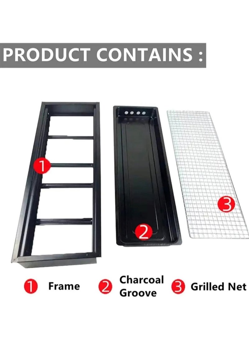 Huitich Happy Reunion Folding BBQ Portable Charcoal Grill Stainless Folding Camping Barbecue Oven - Image 3