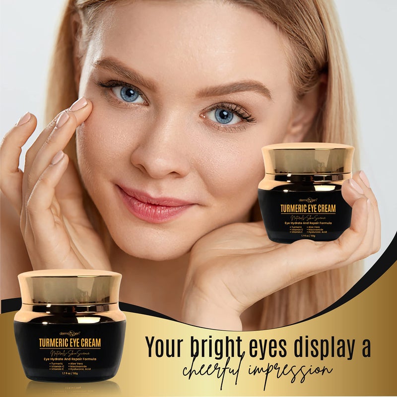 Dermaxgen Vitamin C + Turmeric Eye Cream for Dark Circles & Puffiness - Hydrating & Moisturizing Under Eye Cream for Fine Lines & Bags - Reduce Dark Spots and Wrinkles for a Fresh Look - 1.7 FL OZ - Image 2