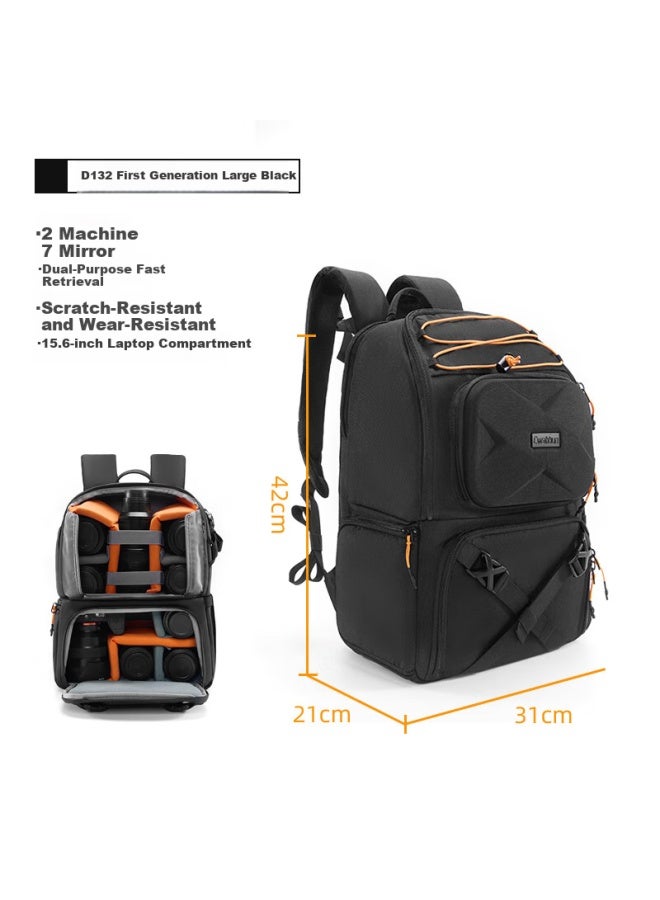 Cwatcun Camera Backpack With Large Capacity, Separate Compartments For Travel And Street Photography, Side Quick Access For Two Cameras And Multiple Lenses, Compatible With Fuji, Sony, Nikon, Canon - Image 1