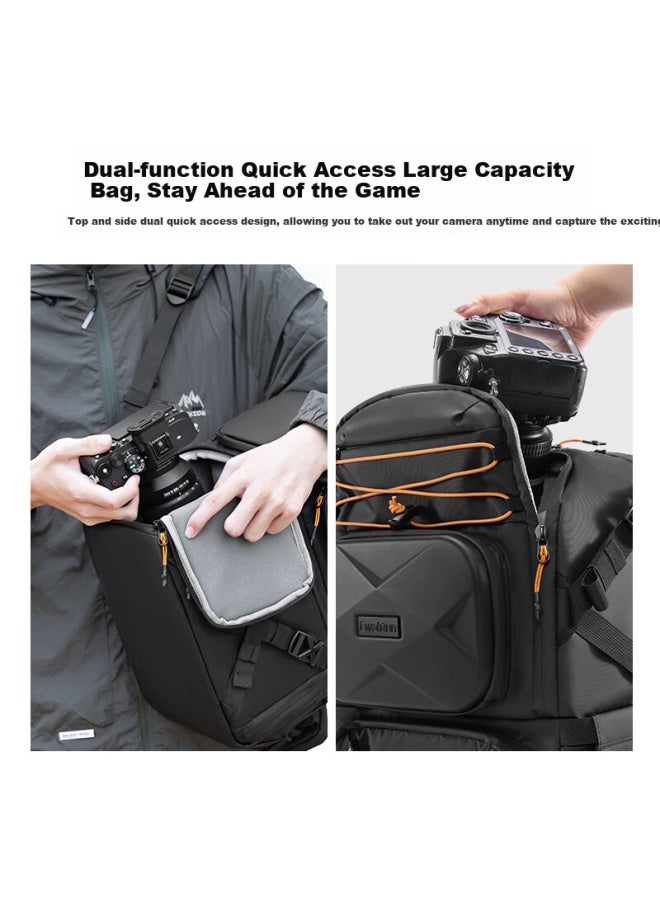 Cwatcun Camera Backpack With Large Capacity, Separate Compartments For Travel And Street Photography, Side Quick Access For Two Cameras And Multiple Lenses, Compatible With Fuji, Sony, Nikon, Canon - Image 4
