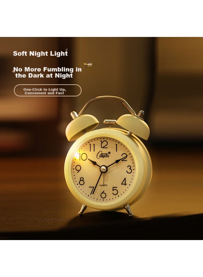 Compas Children's Day Gift Mini Luminous Alarm Clock Bedroom Bedside Clock Family Student Children Loud Ringing Alarm Wake-up Device Back-to Season 2314b Beige New Year Gift - Image 3