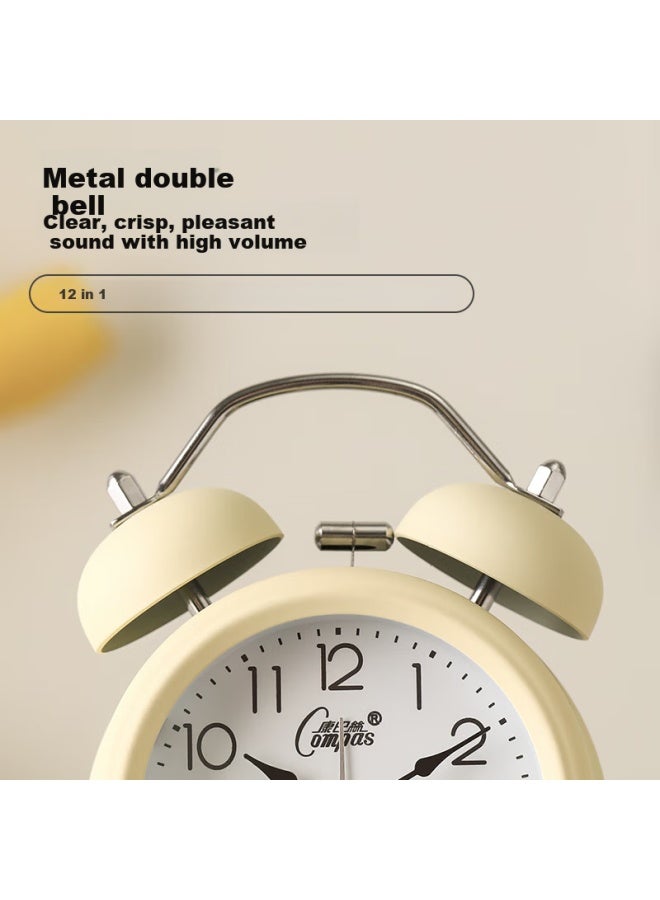 Compas Children's Day Gift Mini Luminous Alarm Clock Bedroom Bedside Clock Family Student Children Loud Ringing Alarm Wake-up Device Back-to Season 2314b Beige New Year Gift - Image 2