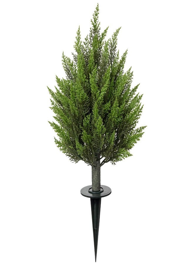 Briful 25.6'' Outdoor Artificial Cedar Plant, Realistic Cypress Topiary Trees with Ground Stake, UV Resistant Faux Evergreen Shrub for Indoor Front Porch, Patio & Planter Decor, 1 Pack - Image 1