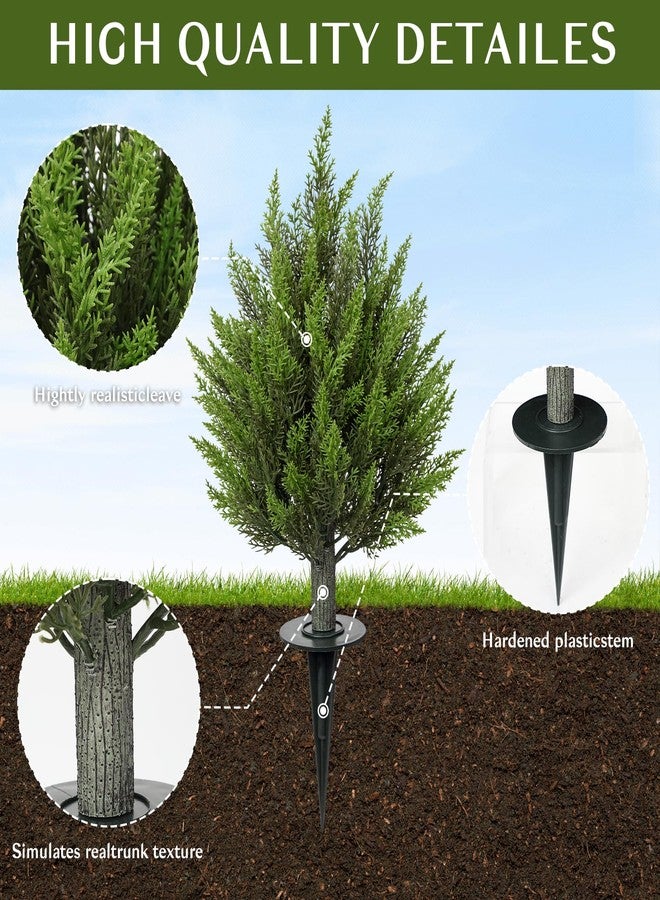 Briful 25.6'' Outdoor Artificial Cedar Plant, Realistic Cypress Topiary Trees with Ground Stake, UV Resistant Faux Evergreen Shrub for Indoor Front Porch, Patio & Planter Decor, 1 Pack - Image 4