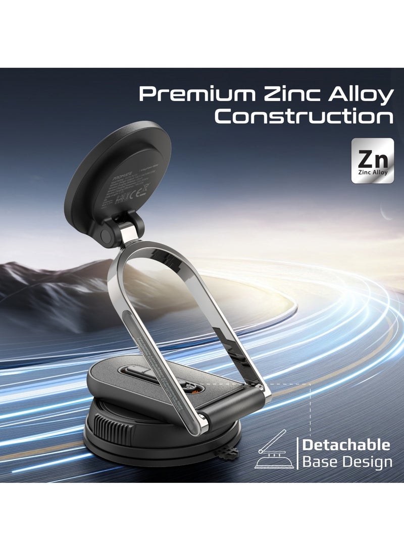 PROMATE 15W MagSafe-Compatible Wireless Car Charger with Dual Mounting Options, FOD Detection, Locking Mechanism, Quick Alignment, Adjustable Arm, 360° Rotatable Base for  iPhone 17/17 Pro Max, Samsung S26 Ultra & Smartphones, MagNeo-15W black Black - Image 5