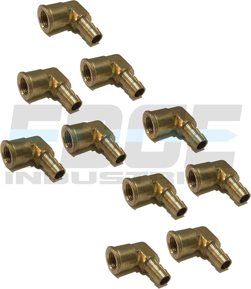 EDGE INDUSTRIAL 3/8" Hose ID to 1/4" Female NPT FNPT 90 Degree Brass Elbow Fitting Fuel/AIR/Water/Oil/Gas/WOG (Qty 10) - Image 1