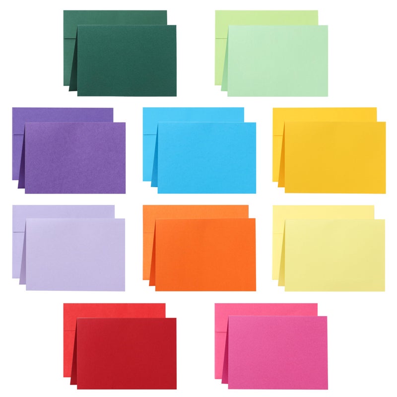 Silunkia 10 Assorted Colors Blank Greeting Cards and Envelopes 4.25 x 5.5 Heavyweight Folded Cardstock and A2 Envelopes Self Seal 20 Packs for Christmas, Wedding Invitations, Birthday - Image 1