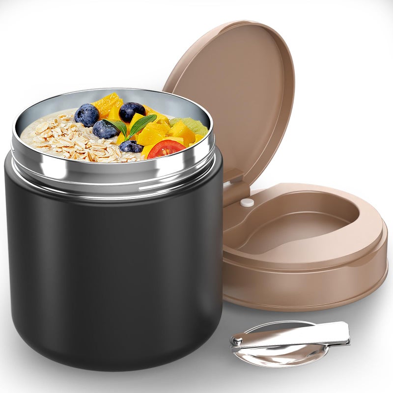 Insulated Food Jar for Kids  152 Oz Thermo for Hot Food Soup Thermo Insulated Food Container Termos Para Comida Caliente Width Mouth Stainless Steel Lunch Box with Spoon Black