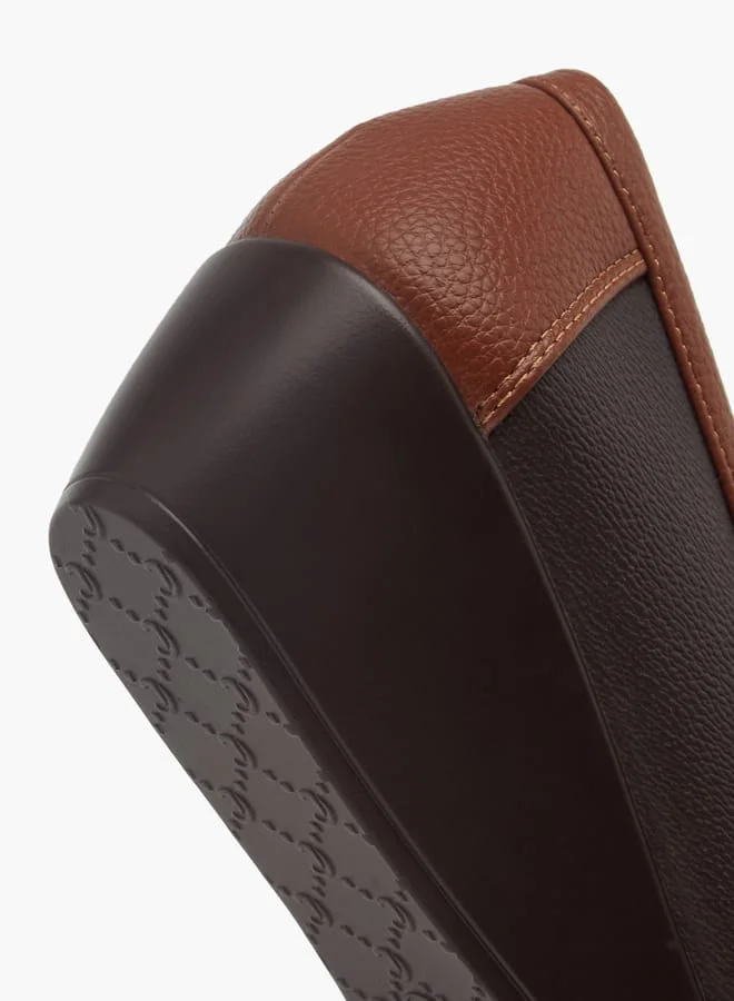 Le Confort Women Textured Slip-On Loafers with Wedge Heels