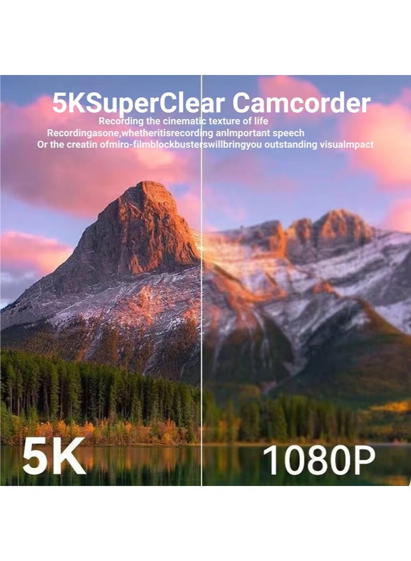 والالا كاميرا رقمية 5K مع وظيفة WiFi كاميرات 75 ميجابكسل للتصوير كاميرا UHD Vlogging لليوتيوب مع شاشة 3 بوصة 180 درجة قابلة للطي - كاميرا فيديو مدمجة بضبط تلقائي للصورة مع تقريب 18X بطاقة SD 32 جيجابايت - Image 5