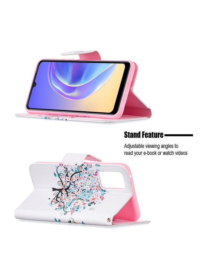erorex Case For vivo V21e 4G Colored Drawing Pattern Horizontal Flip Leather Case with Holder & Card Slots & Wallet - Image 5
