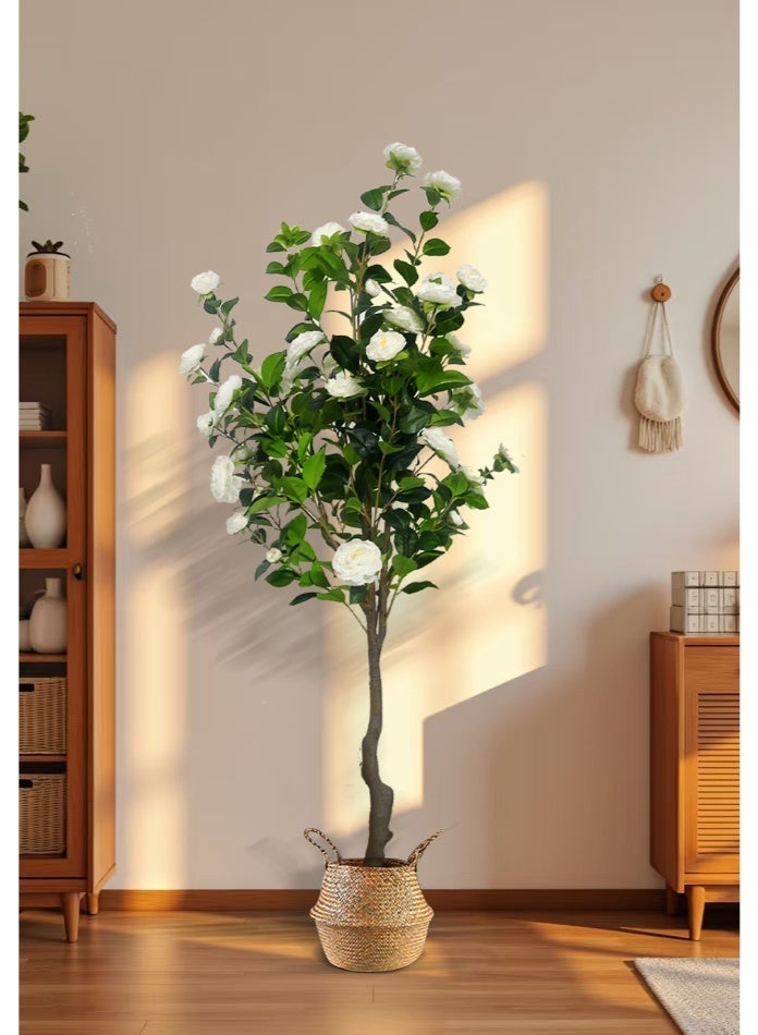 High simulation mountain camellia 180cm branch gardenia fake flower white home decoration restaurant living room bedroom simple wedding light luxury - Image 4